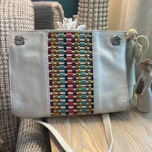 Brighton White Crossbody Bag with Woven Accent